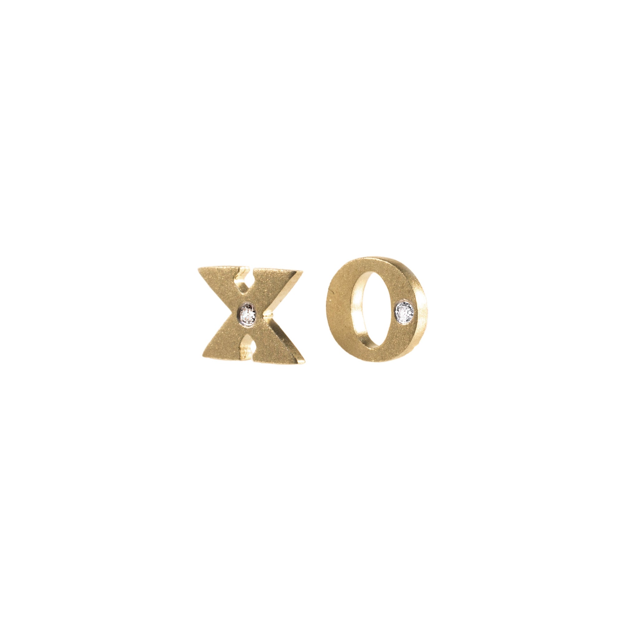 Meira T 14k XO Stud Earrings in Yellow Gold and Diamonds