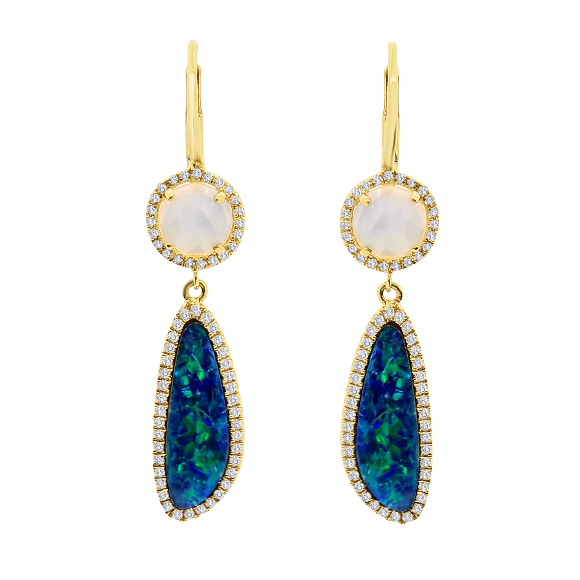Meira T 14k Milky Aqua Opal and Diamond Earrings