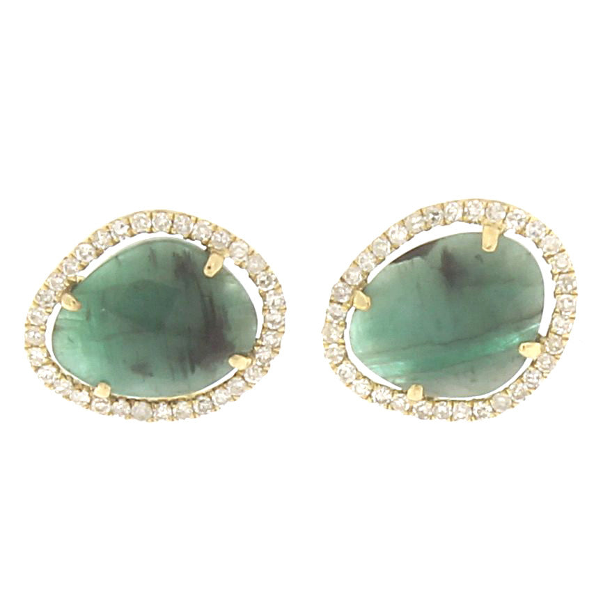 Meira T 14k Emerald Studs in Yellow Gold