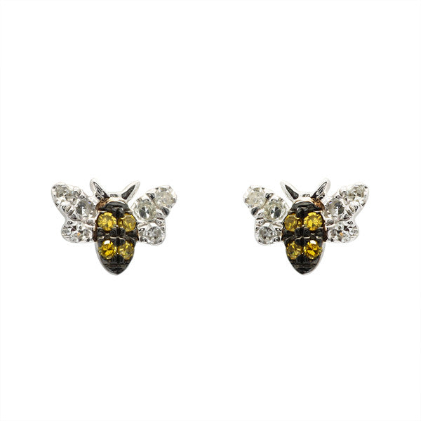 Meira T 14k Children's Collection Sapphire and Diamond Bee Studs