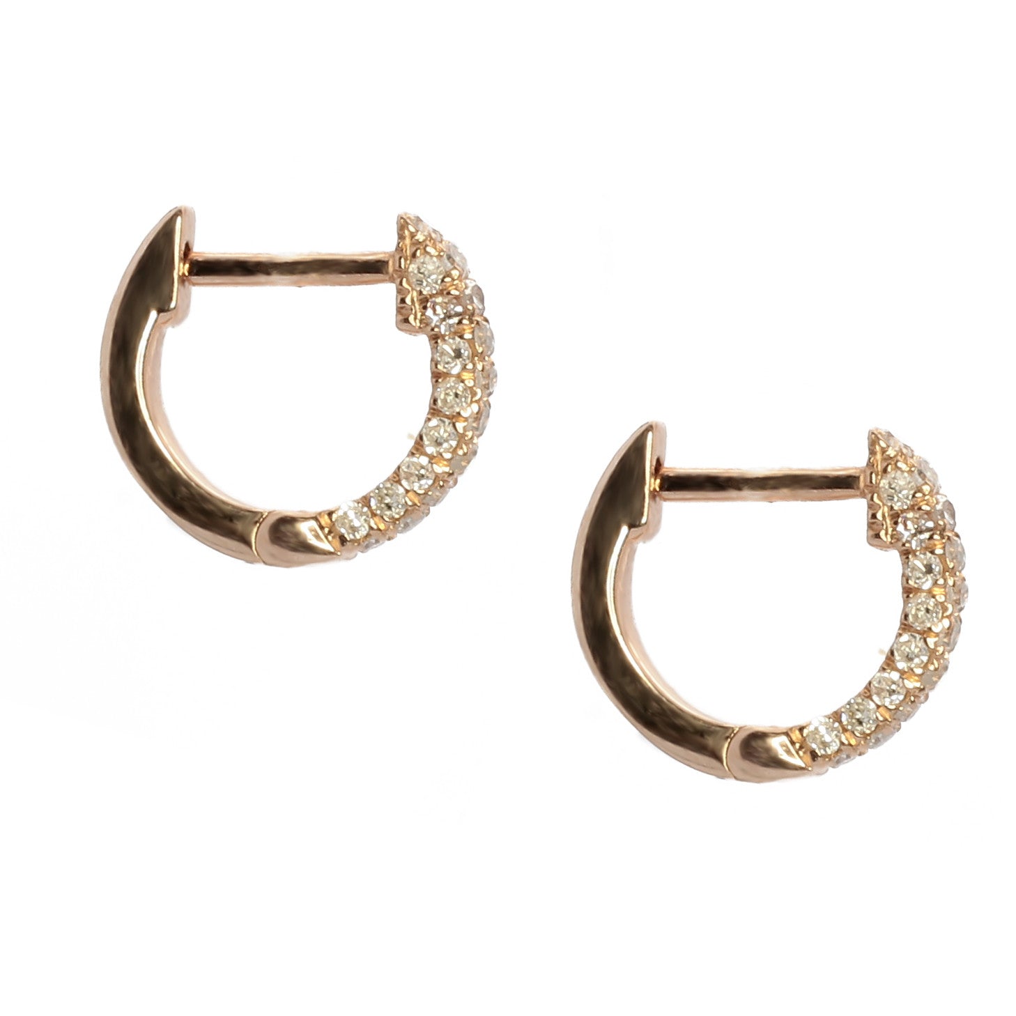 Meira T 14k Rose Gold Diamond Encrusted Hoop Earrings