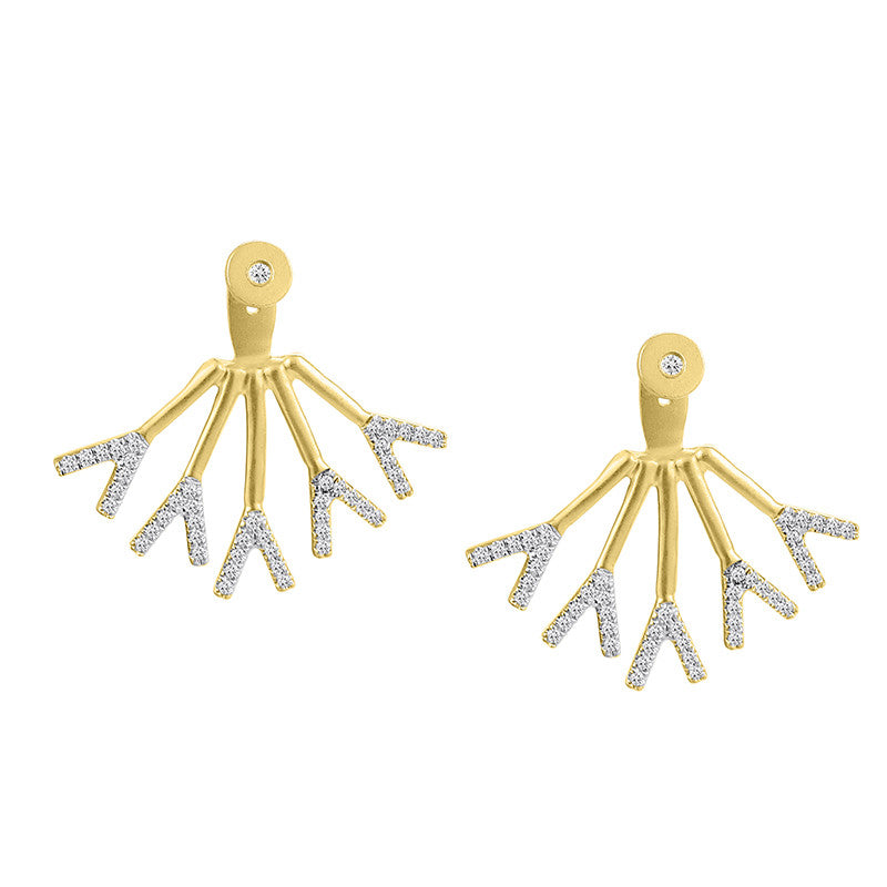 Meira T 14k Five Gold Spike Diamond Earrings