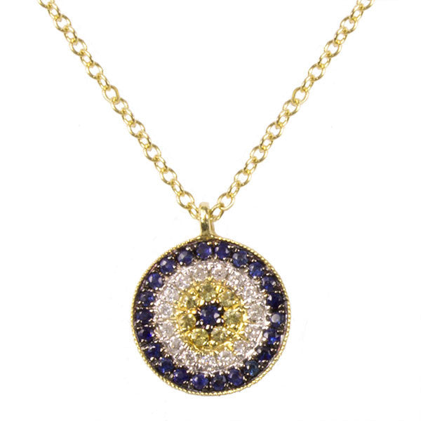 Meira T 14k Diamond and Sapphire Evil Eye Necklace