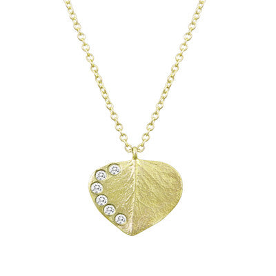 Meira T 14k Yellow Leaf White Sapphire Necklace