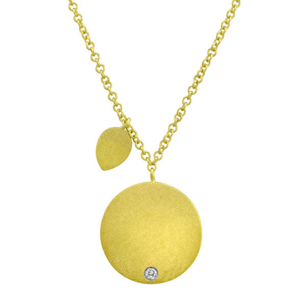 Meira T 14k Yellow Gold and Diamond Engravable Disc Necklace