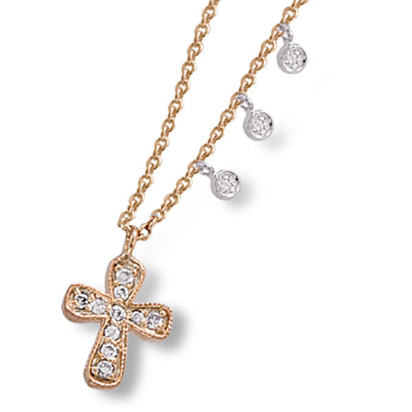 Meira T 14k Trendy Diamond Cross Necklace
