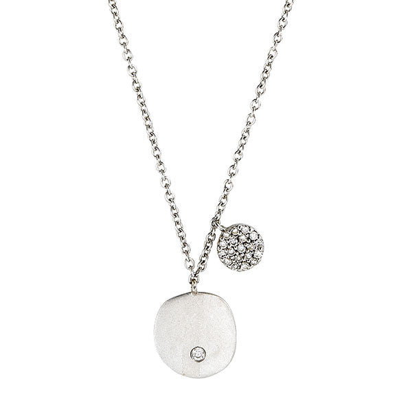 Meira T 14k White Gold Disc Necklace with Diamond Disc