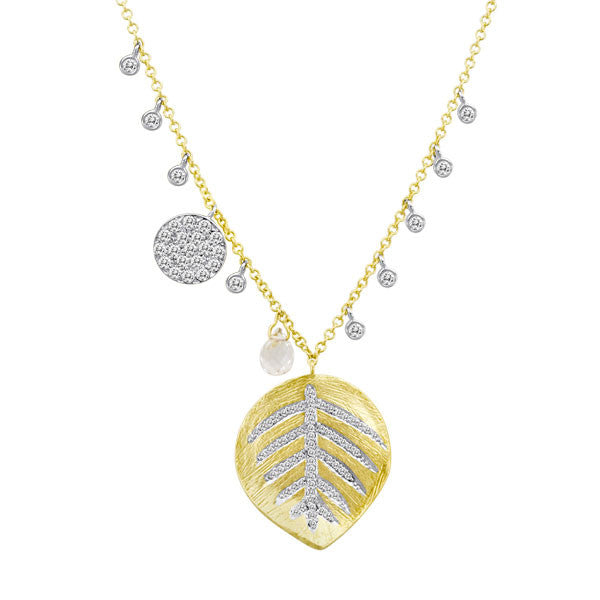 Meira T 14k Leaf Necklace with Charms