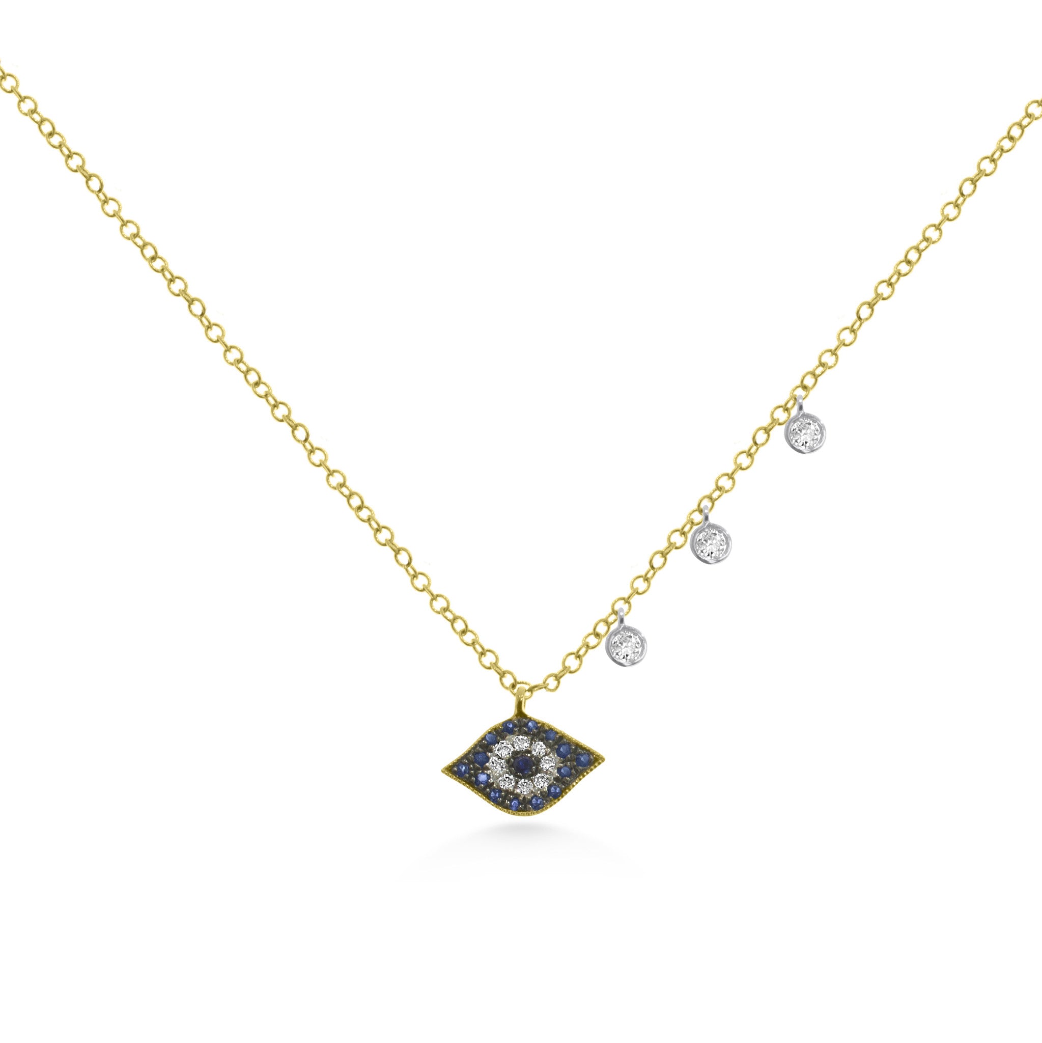 Meira T 14k Sapphire Evil Eye Necklace Diamond Bezel Accents