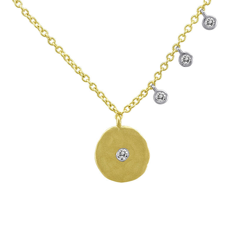 Meira T 14k Yellow Gold Disc Necklace with Bezel Set Diamonds