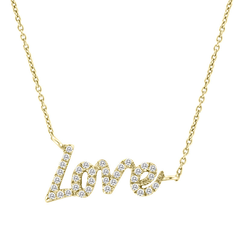 Meira T 14k Yellow Gold Diamond Love Necklace
