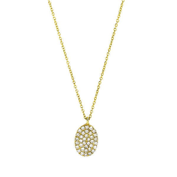 Meira T 14k Yellow Gold Diamond Encrusted Oval Shaped Necklace