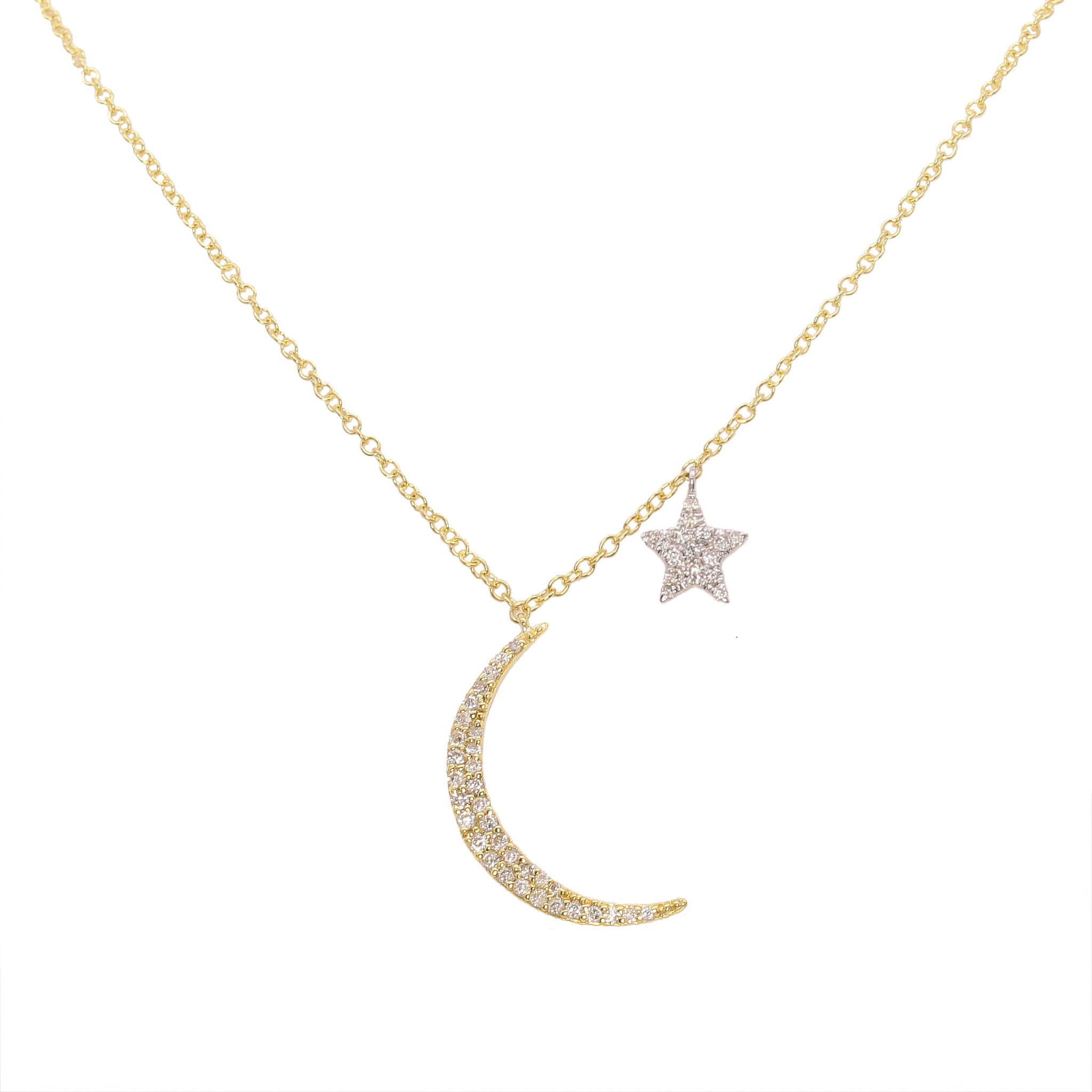 Meira T 14k Yellow Gold Moon and Star Necklace