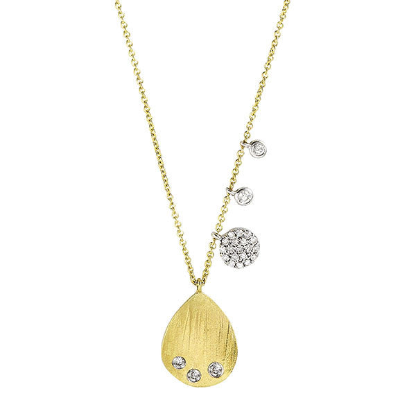 Meira T 14k Tear Drop Necklace in Yellow Gold with Side Charms
