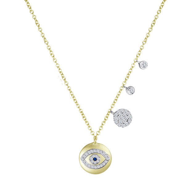 Meira T 14k Eye Necklace with Diamonds, Sapphire and Gold