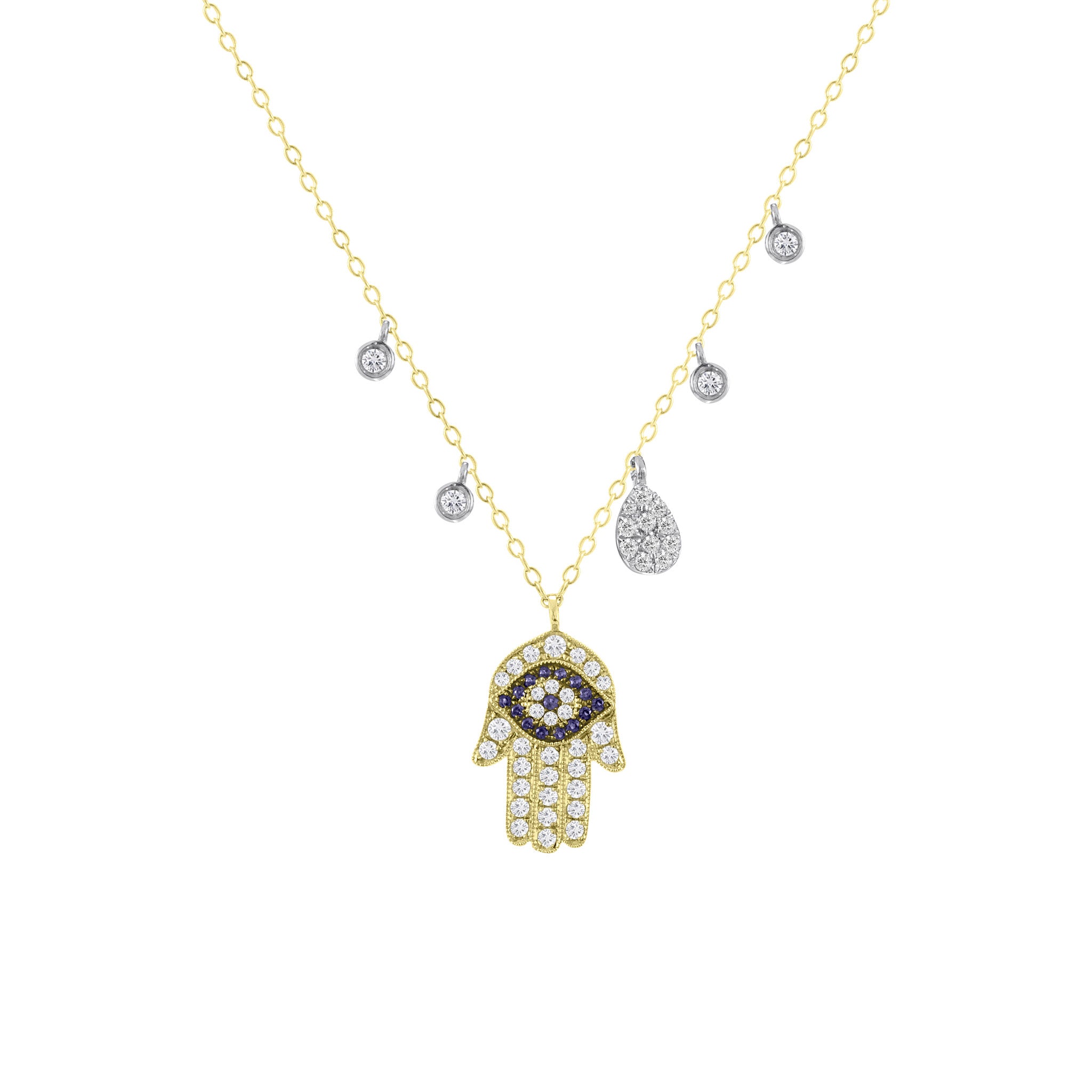 Meira T 14k Hamsa & Evil Gold Necklace With Diamond Accent Charms