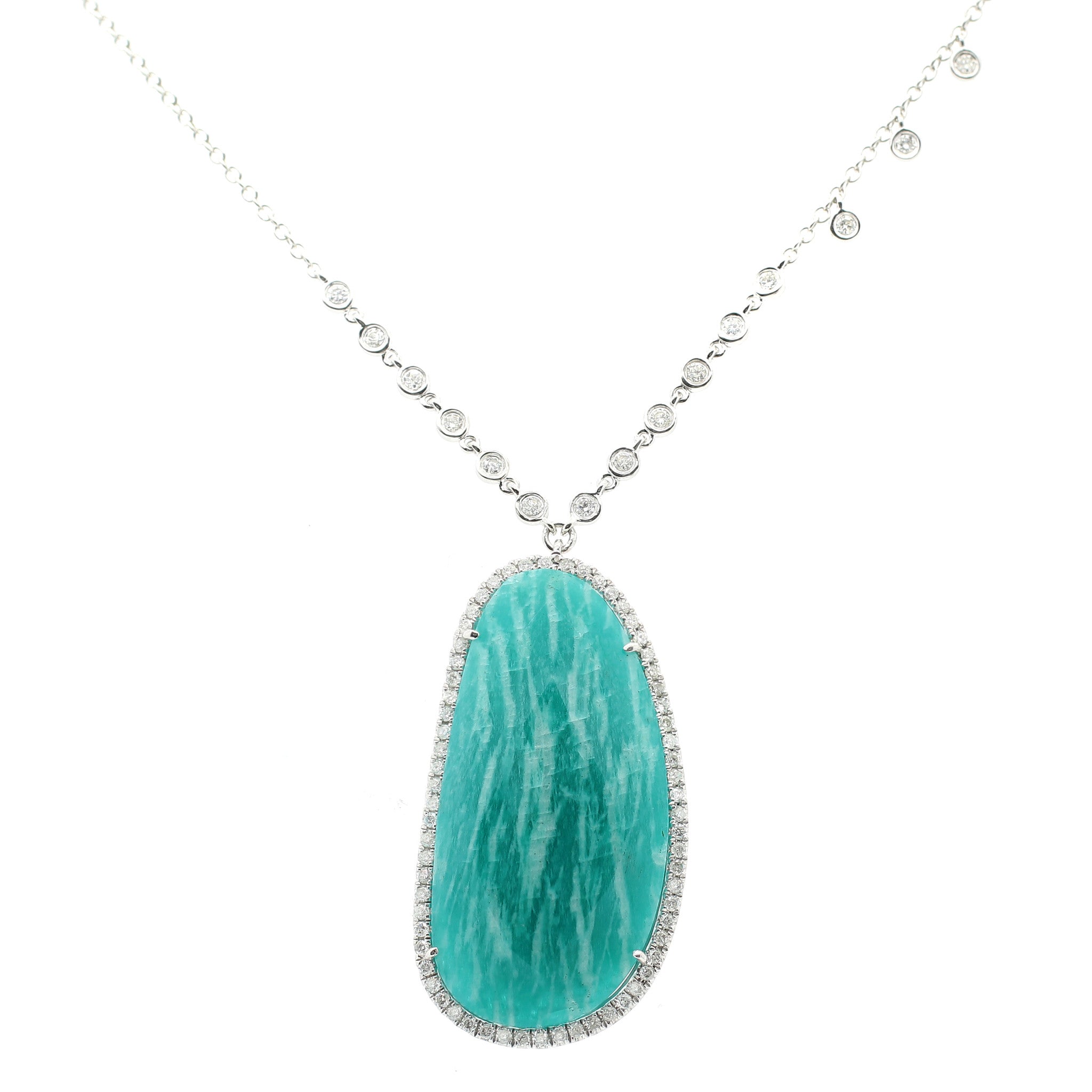 Meira T 14k Rough Blue Amazonite Necklace with Diamonds by the Yard