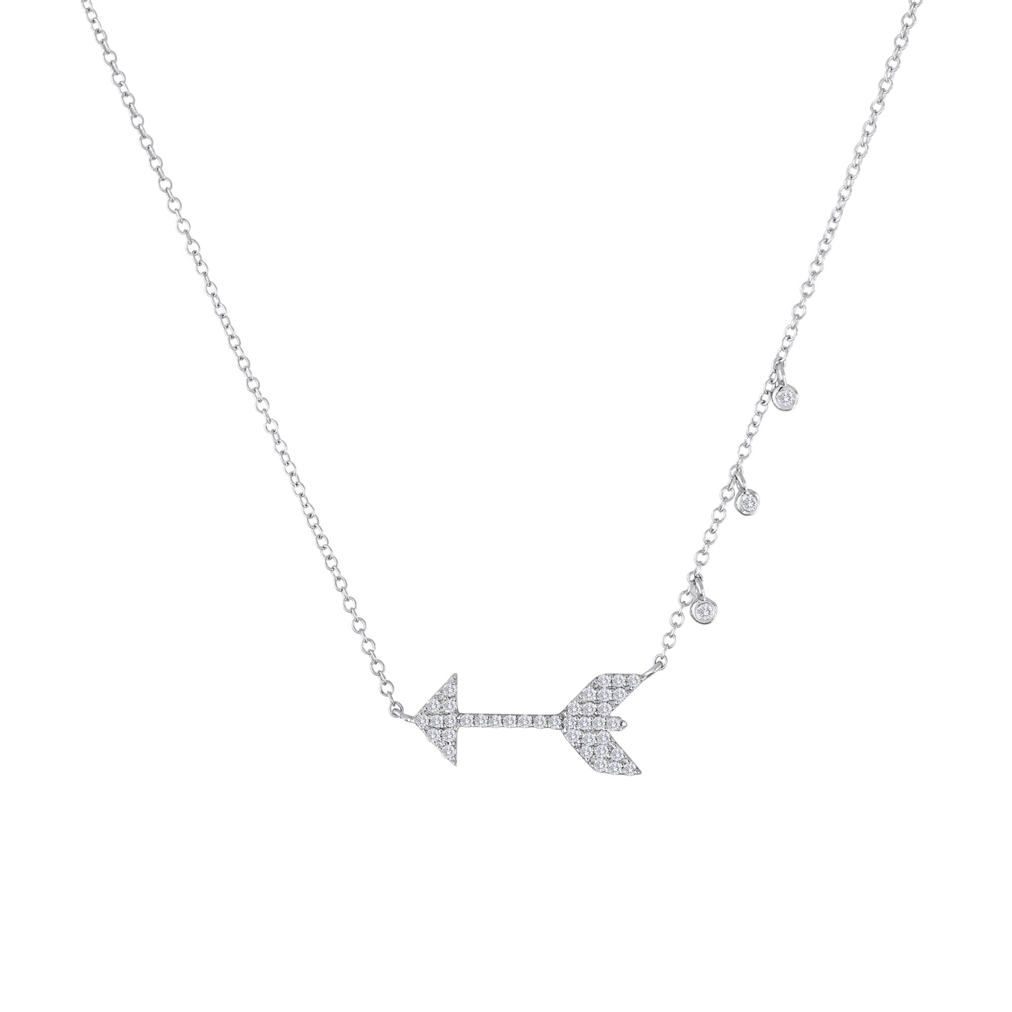 Meira T 14k White Gold Pave Diamond Arrow Necklace