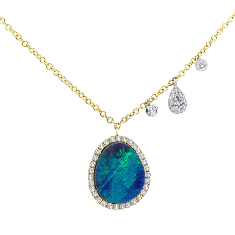 Meira T 14k Opal and Yellow Gold Diamond Necklace