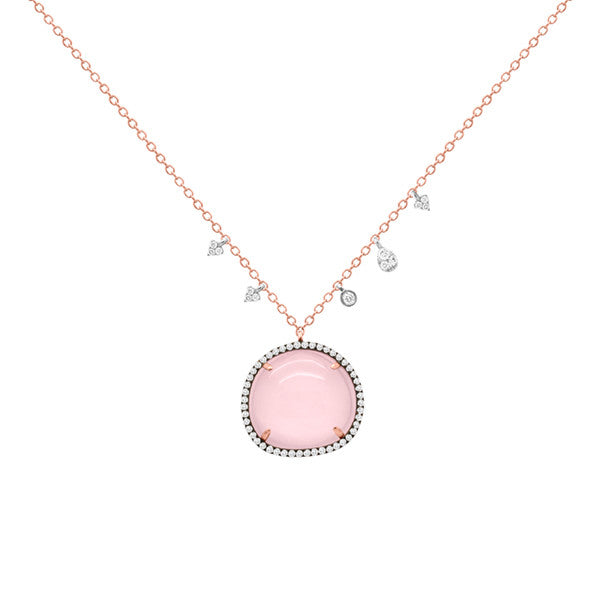 Meira T 14k Rose Quartz and Rose Gold Diamond Necklace