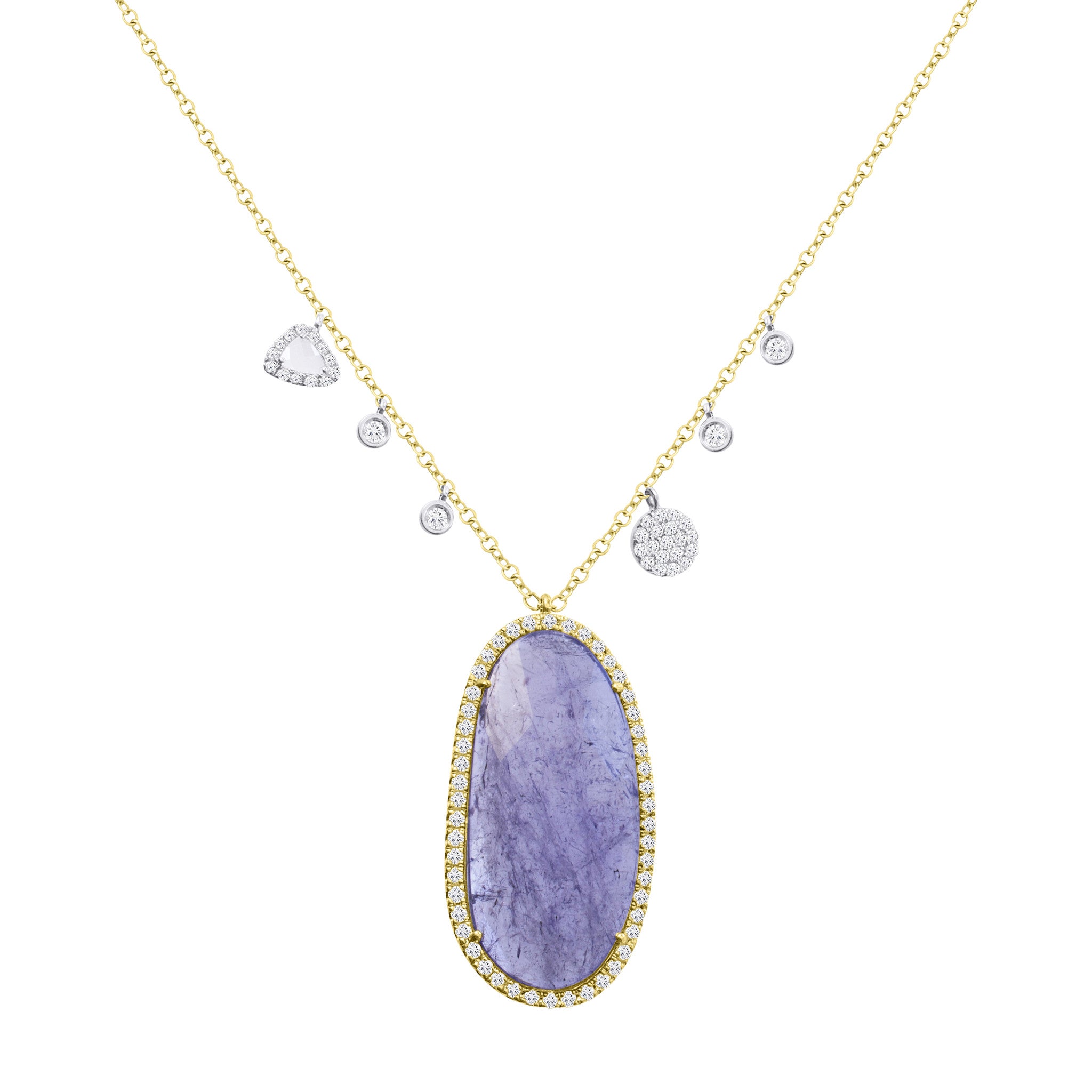 Meira T 14k Tanzanite Necklace in Yellow Gold with Diamond Charms