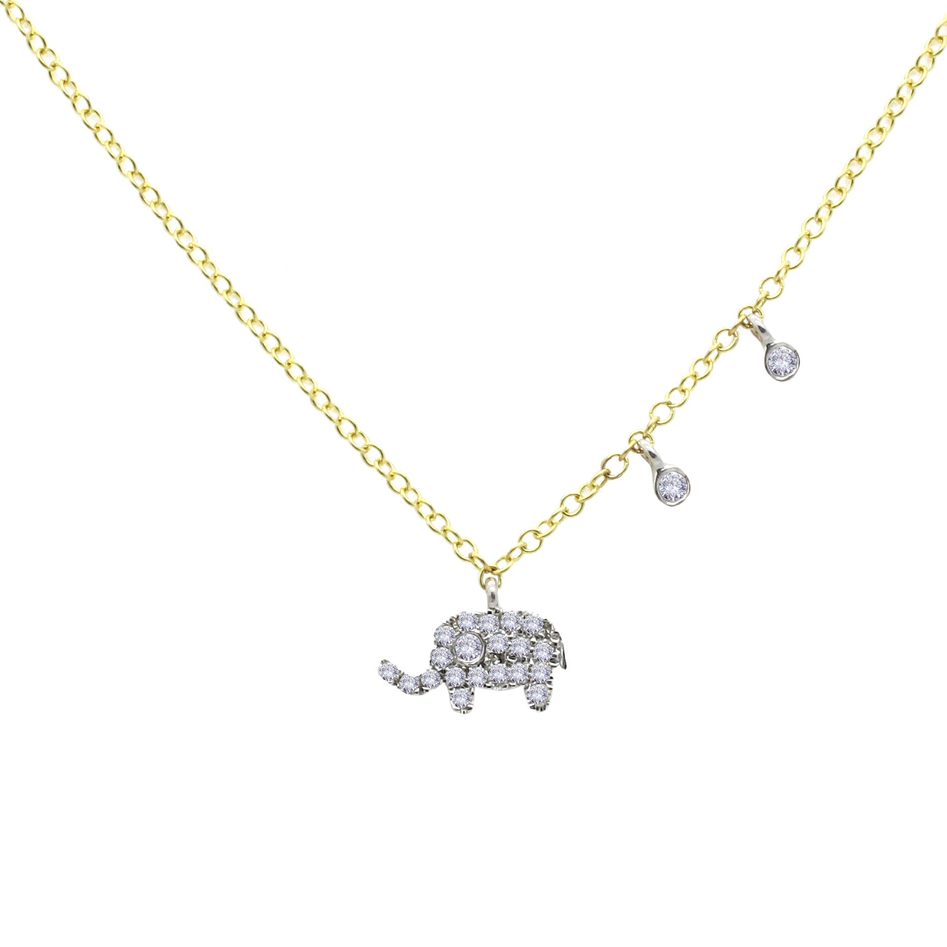 Meira T 14k Diamond Filled Elephant with Off-Centered Charms