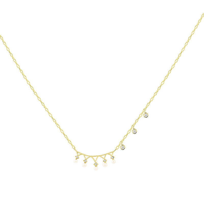 Meira T 14k Gold Necklace with White Diamond Bezels