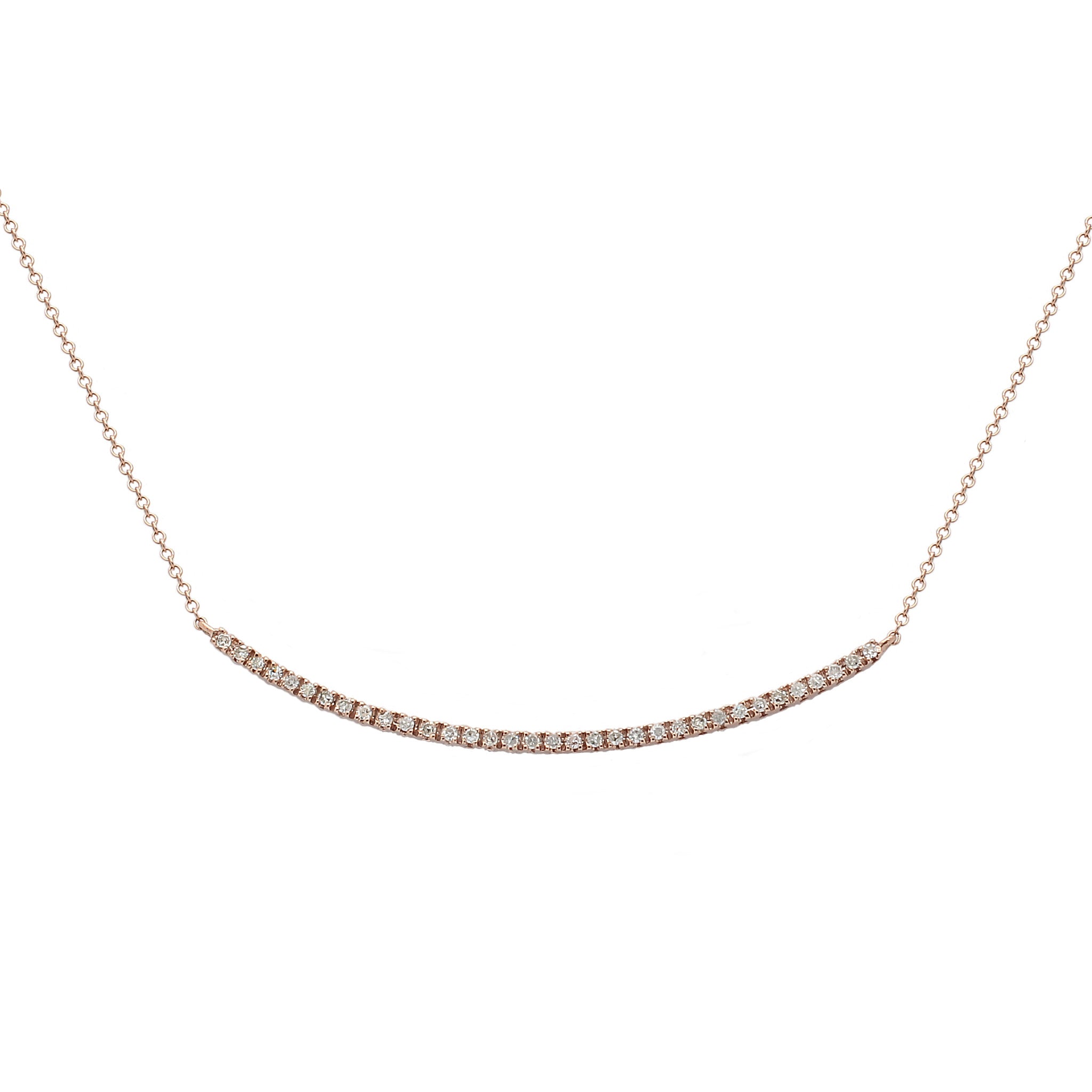 Meira T 14k Rose Gold Diamond Bar Necklace