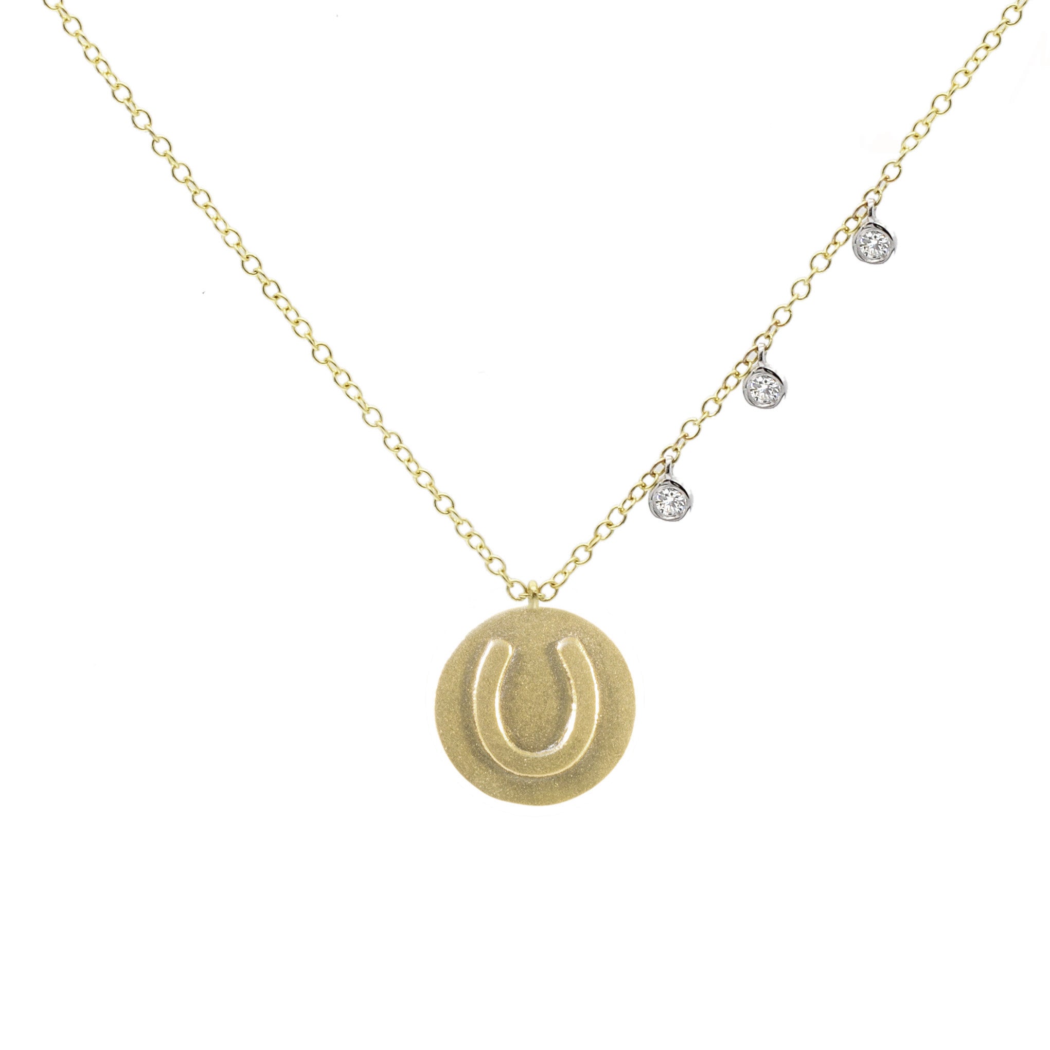 Meira T 14k Yellow Gold Disc Embossed with Horseshoe