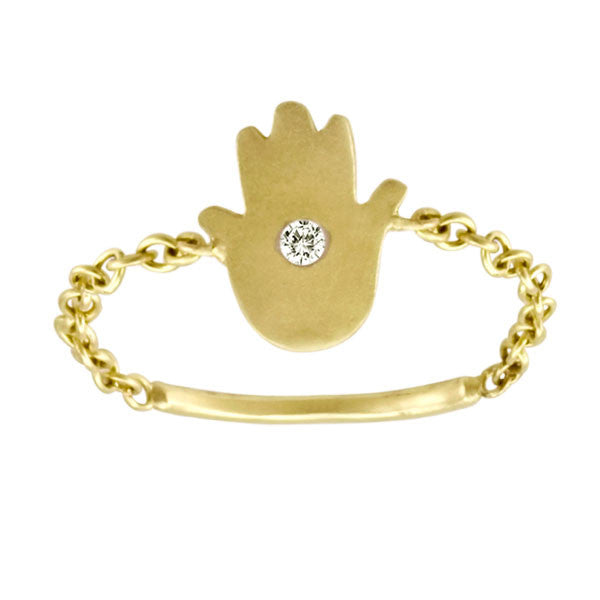 Meira T 14k Yellow Gold Hamsa Chain Ring