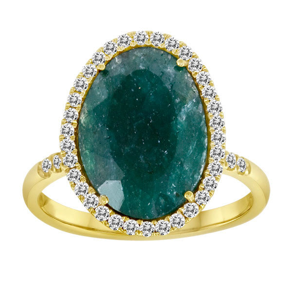 Meira T 14k Rough Emerald Yellow Gold and Diamond Ring by As seen in Cosmopolitan