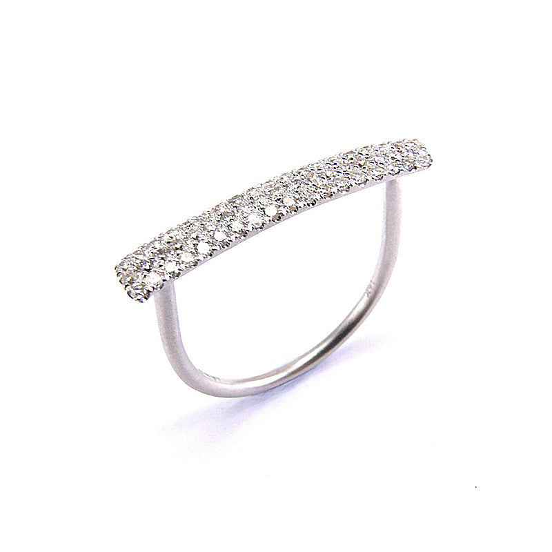 Meira T 14k White Gold Pave Diamond Bar Ring