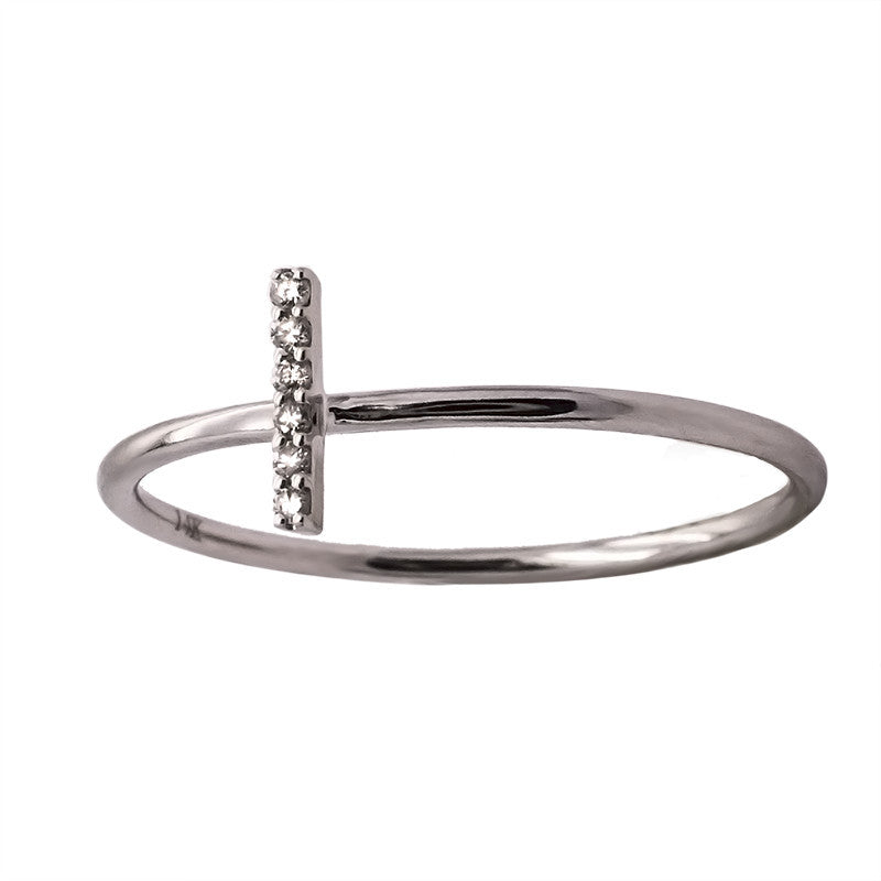 Meira T 14k White Gold Ring with Diamond Bar