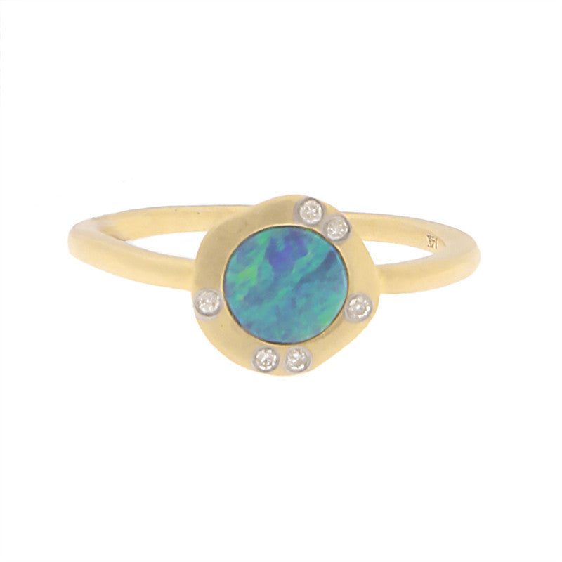 Meira T 14k Diamond Australian Opal Gold Ring
