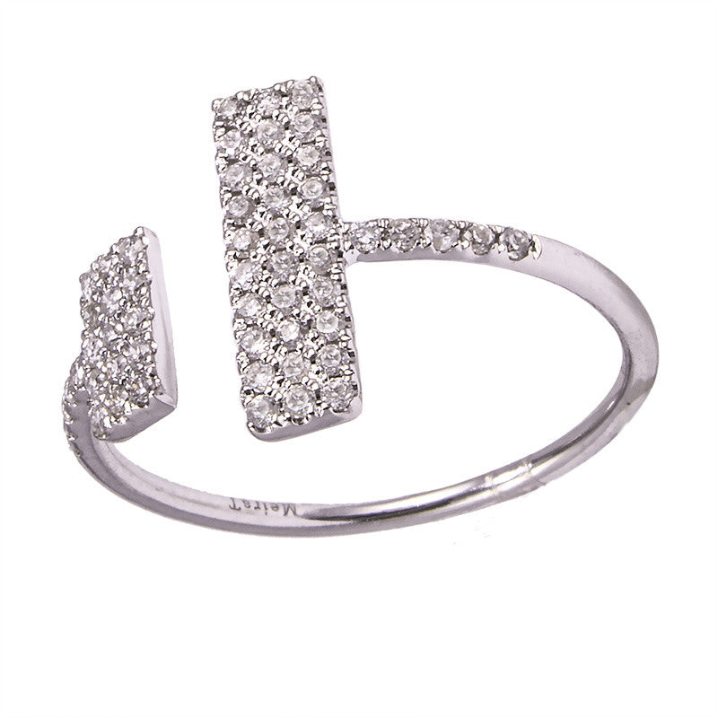 Meira T 14k Pave Diamond Open Rectangle Ring