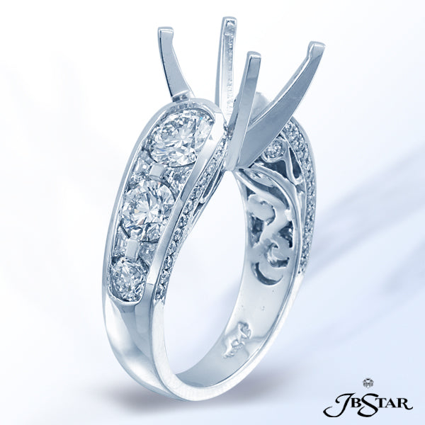 JB STAR HANDCRAFTED SEMI FEATURING ROUND AND TRAPEZOID DIAMONDS SET IN PLATINUM.DIAMONDS: 2.64 CTW