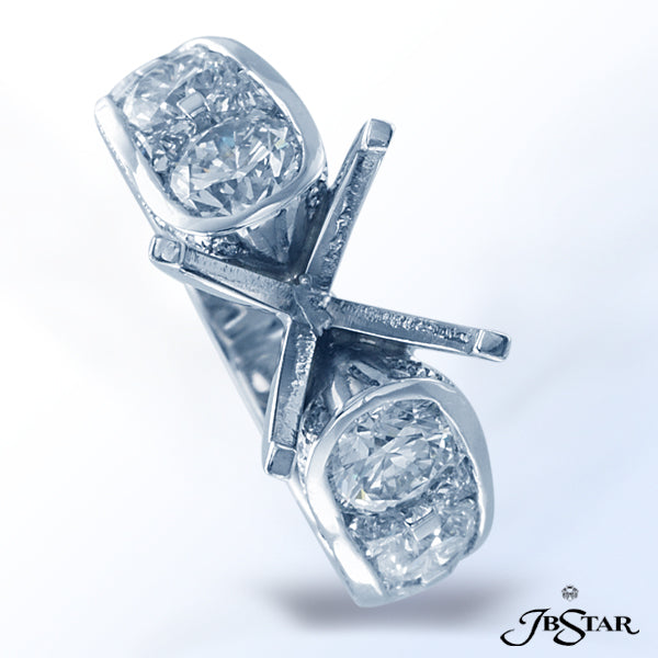 JB STAR HANDCRAFTED SEMI FEATURING ROUND AND TRAPEZOID DIAMONDS SET IN PLATINUM.DIAMONDS: 2.64 CTW