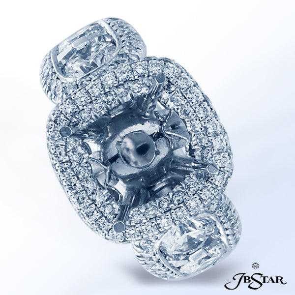 JB STAR PLATINUM DIAMOND SEMI-MOUNT HANDCRAFTED OF 6 ROUND AND 8 TRAPEZOID DIAMONDS CHANNEL SET AND