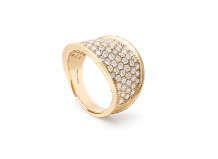 Lunaria Collection 18K Yellow Gold and Diamond Pavé Small Ring