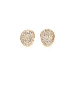 Lunaria Collection 18K Yellow Gold and Diamond Pavé Stud Earrings