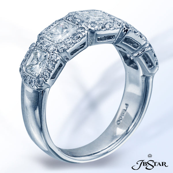 JB STAR GORGEOUS 5-STONE RADIANT DIAMOND WEDDING BAND ACCENTED WITH MICRO-PAVE AND HANDCRAFTED IN PL