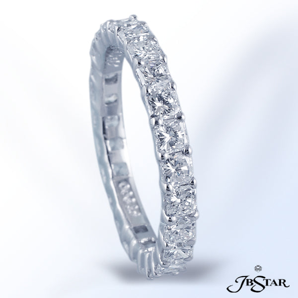 JB STAR PLATINUM ETERNITY BAND HANDCRAFTED WITH 26 PERFECTLY MATCHED RADIANT DIAMONDS IN SHARED-PRON