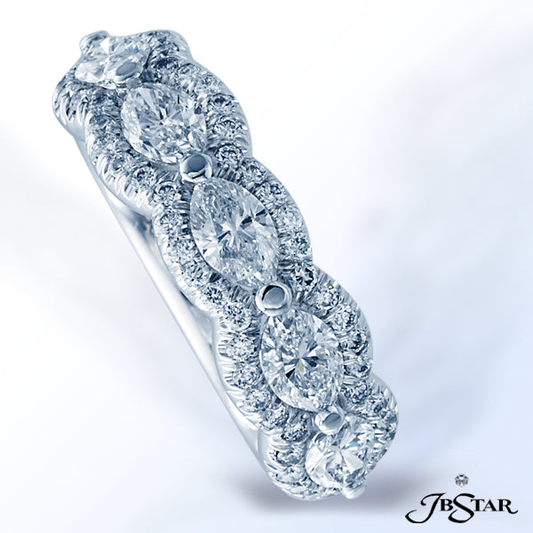 JB STAR BEAUTIFUL MARQUISE AND ROUND DIAMOND WEDDING BAND SET IN SHARED PRONG AND MICRO PAVE SETTING