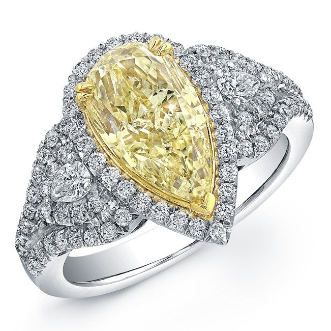 Natalie K  18k White and Yellow Gold Trapezoids Diamond Ring (center stone sold separately)