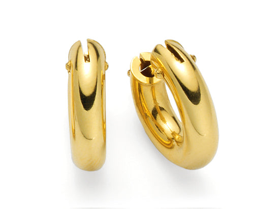 ROBERTO COIN 18K YELLOW GOLD HIGH POLISHED MEDIUM HOOP EARRINGS FROM THE BASIC GOLD COLLECTION