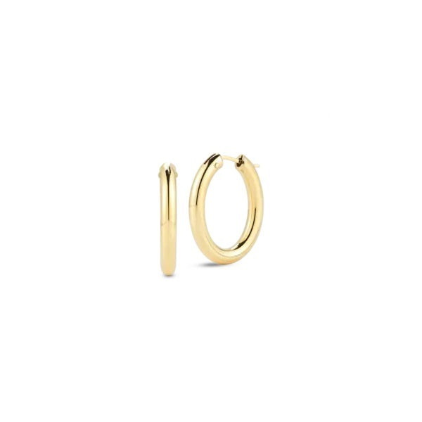 ROBERTO COIN 18K YELLOW GOLD MEDIUM HIGH POLISHED OVAL HOOP EARRINGS FROM THE GOLD COLLECTION