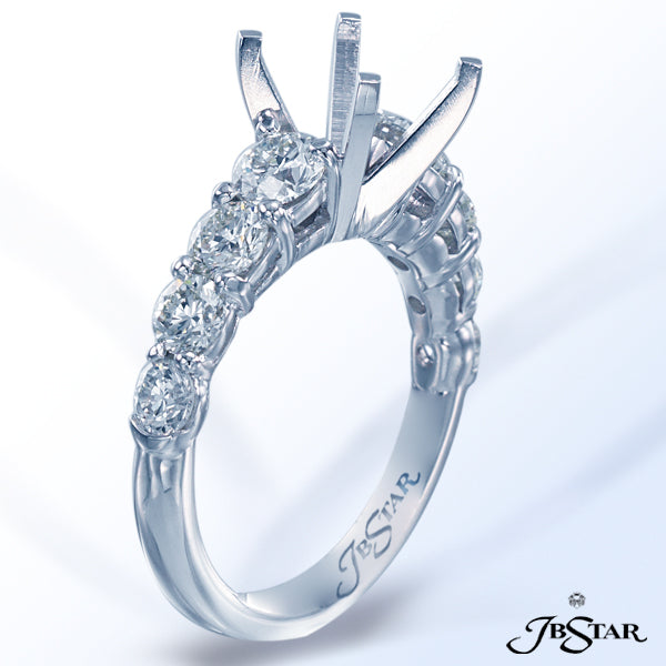 JB STAR PLATINUM DIAMOND SEMI-MOUNT HANDCRAFTED WITH 8 PERFECTLY MATCHED GRADUATED ROUND DIAMONDS IN