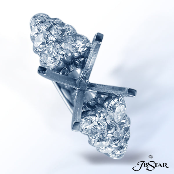 JB STAR PLATINUM DIAMOND SEMI-MOUNT HANDCRAFTED WITH TWO ROWS OF GRADUATED BRILLIANT ROUND DIAMONDS