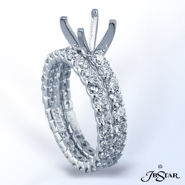 JB STAR PLATINUM DIAMOND SEMI-MOUNT WITH 25 PERFECTLY MATCHED ROUND DIAMONDS IN SHARED-PRONG SETTING
