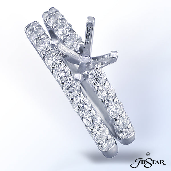JB STAR PLATINUM DIAMOND WEDDING BAND HANDCRAFTED WITH 11 PERFECTLY MATCHED ROUND DIAMONDS IN SHARED